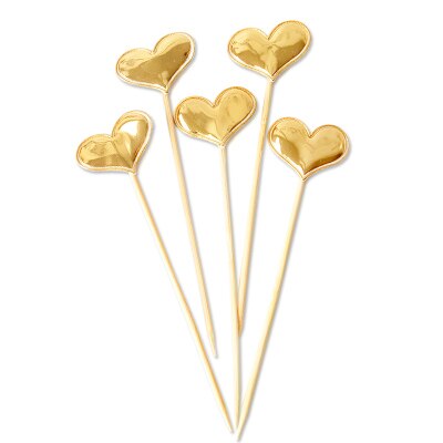 5 stk/pose fargerik stjerne hjerte krone gratulerer med dagen kake topper cupcake topper barn favoriserer bryllupsfest rekvisita hjemmedekorasjon: Gull hjerte