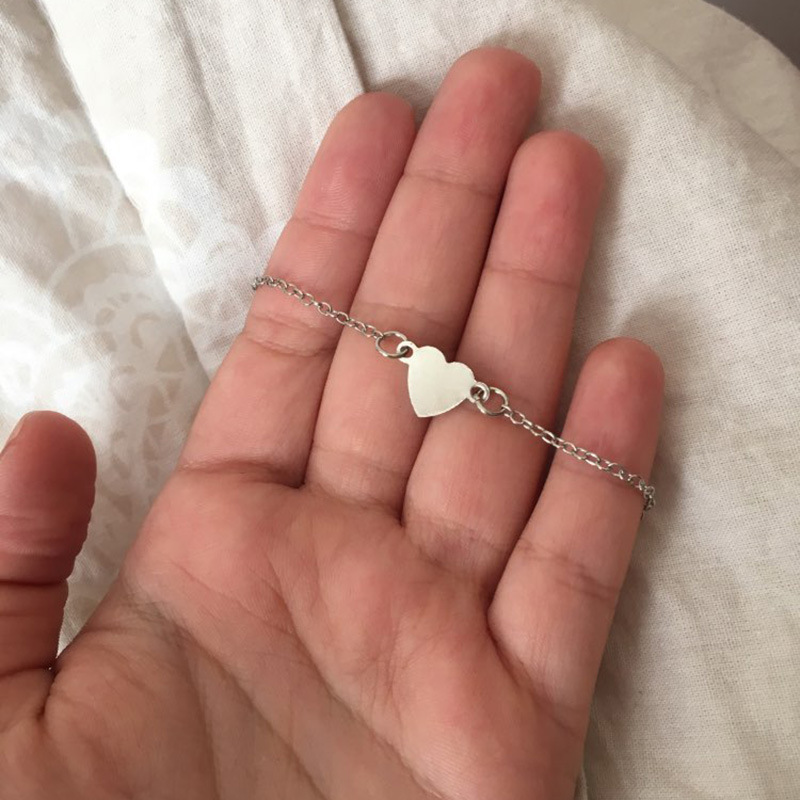 Minimalist Korean Trend Simple Metal Thin Chain Heart Bracelet For Women Girls Birthday Party Jewelry 2B068: 2B276 silver