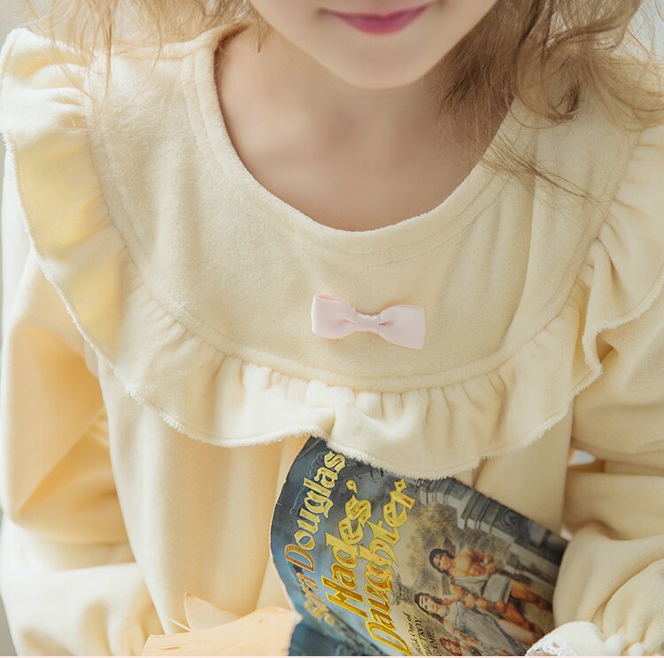 Vestido de dormir para bebé niña primavera otoño estilo palaciego volantes dulces camisones con estilo niños ropa linda de franela para el hogar ws164
