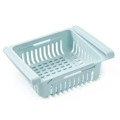 Koelkast Rresh Pull-Out Organizer Intrekbare Keuken Organiseren Opbergdoos Groente En Ei Opslagmand: Sky Blue