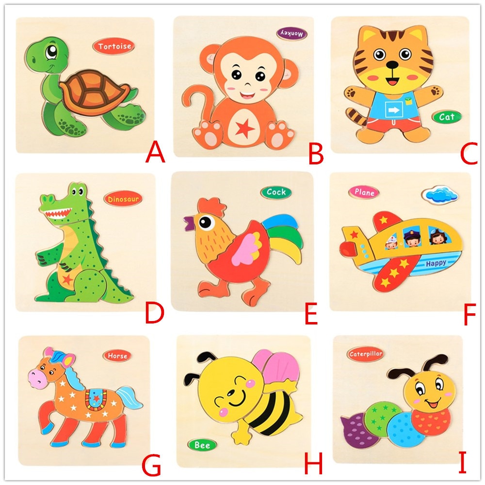 1Pcs Wooden Puzzle Three-Dimensional Colorful Wooden Puzzle Educational Toys Developmental Baby Toy Child Early Training Game ye