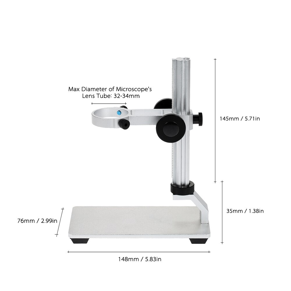 Adjustable Height Microscope Stand Aluminum Alloy Bracket Holder Lifting Support for Clamping 32-34mm USB Digital Microscopes