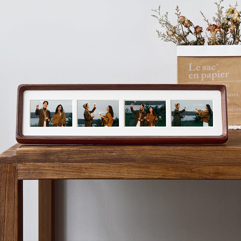 Long Multi Frame Long Solid Wood Photo Frame Multi-Grid Three-Panel... – Grandado