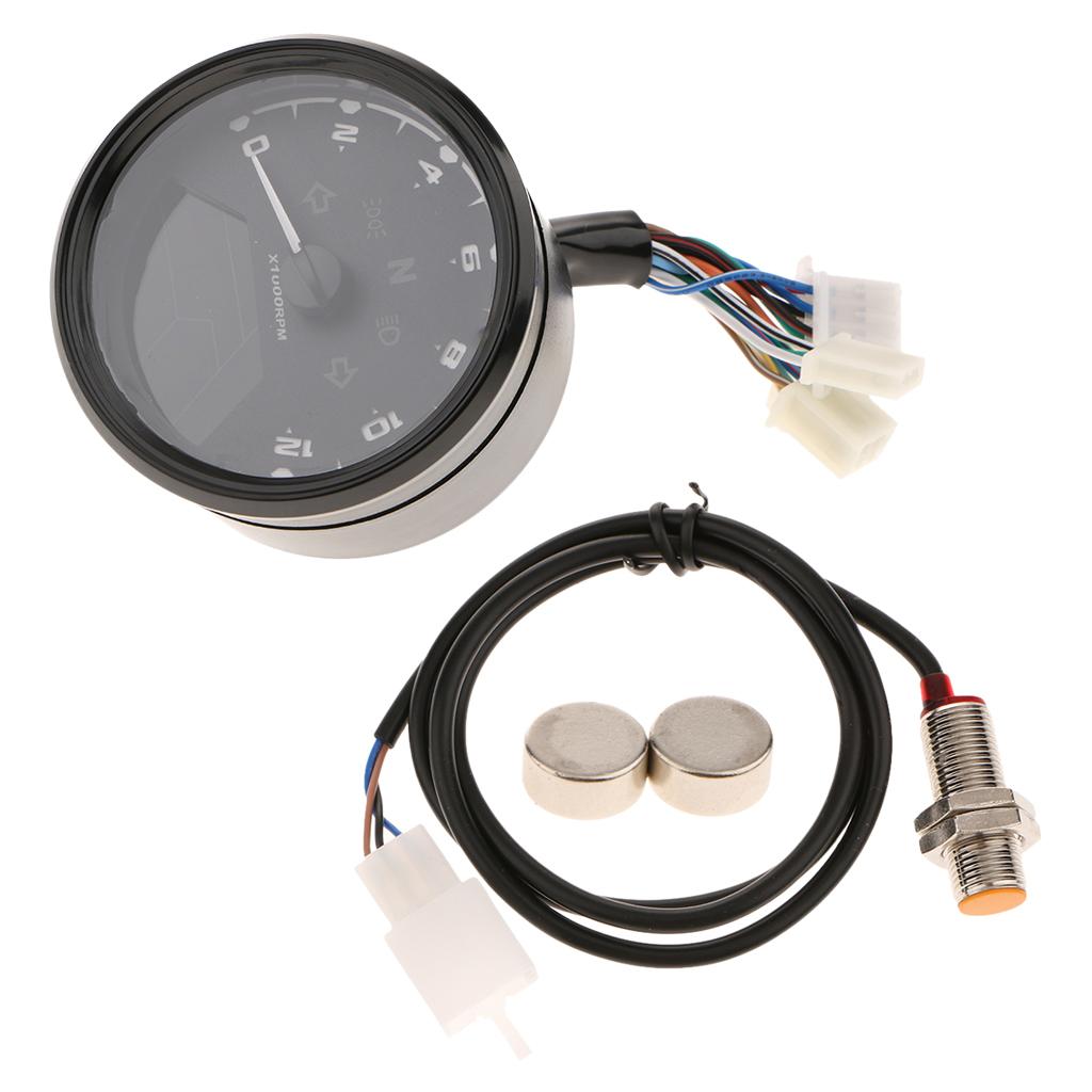Universal KMH MPH LCD Digital Speedometer Odometer Tachometer for Motorcycle, with Signal Indicator