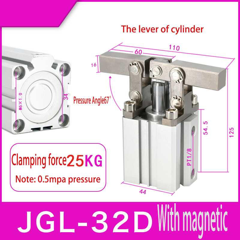 Spakcylinder alc 25 jgl -25 32 40 alc 50 63 jgl 32 klämcylinder klämma skaka tvärarmen för att trycka på den dubbla tryckplattan: Gul