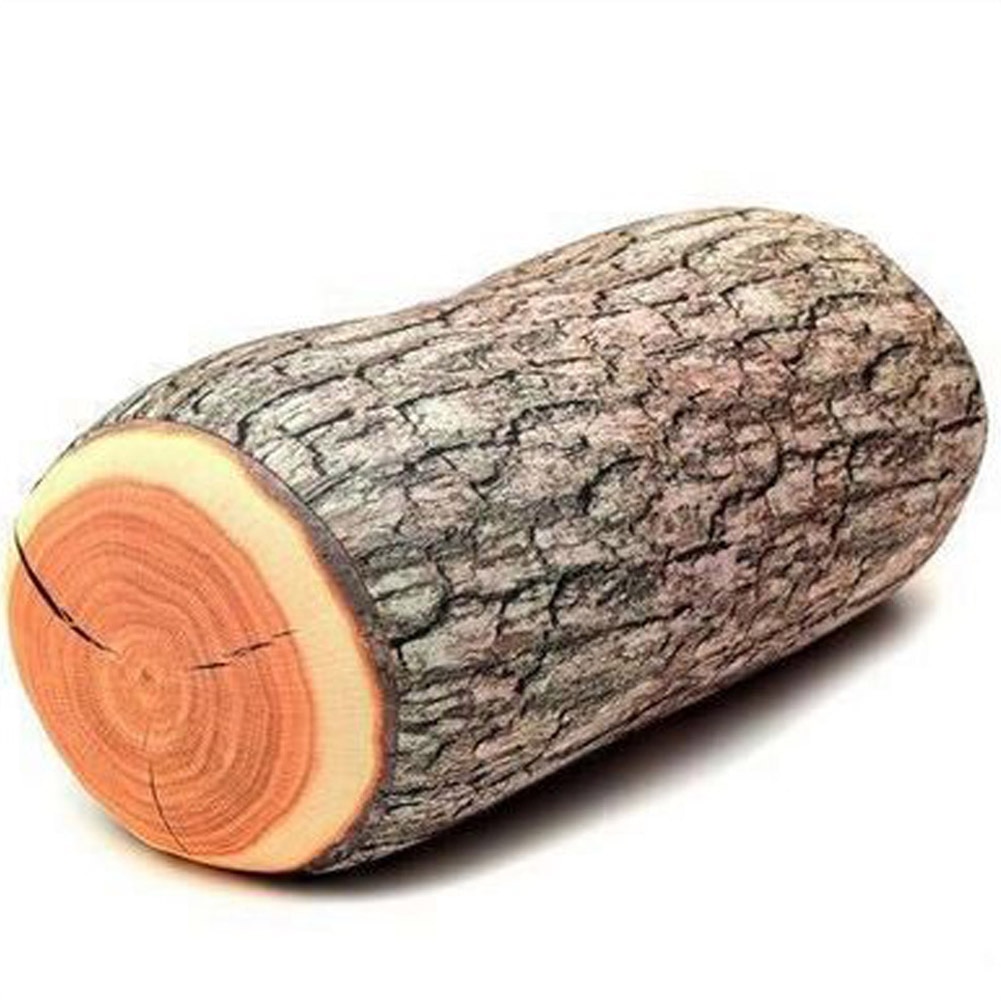 1Piece Wood Log Pillow / Tree Stump Wood Texture Throw Pillow In The Car Decorate