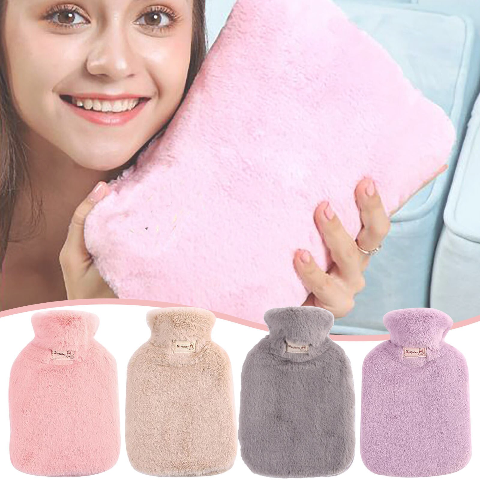 1pc winter cold-proof water bottle lid warm water bottle thick flannel removable washable water injection hand warmer