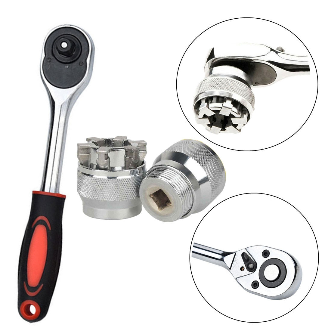 3/8" Universal Sleeve Magic Head 10-19 mm Adjustable Hex universal Socket Torque Ratchet Socket Adapter Wrench DIY Torque Wrench