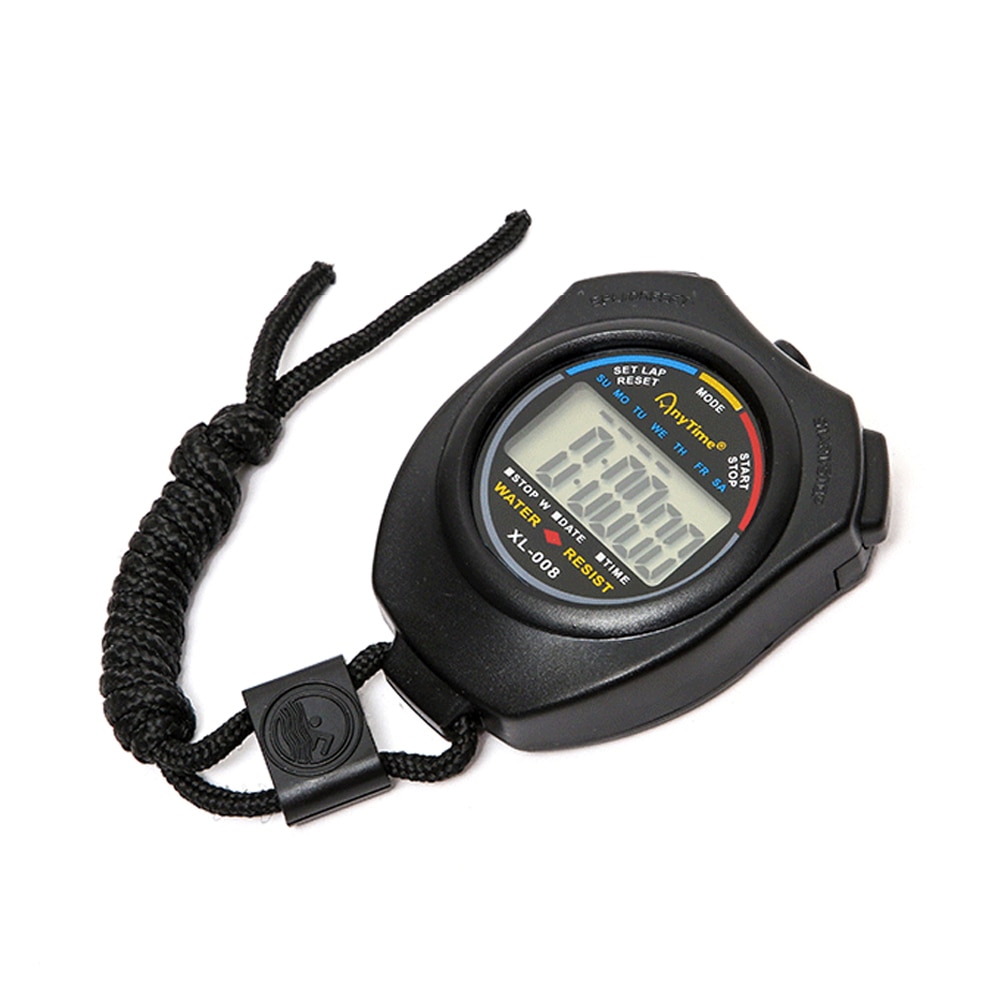Classic Digital Handheld LCD Chronograph Sports Stopwatch Timer Stop Watch with string