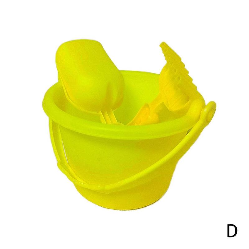 3Pcs/set Plastic Beach Toys Kids Sand Playing Toy Beach Bucket Spade Shovel Rake Sand Digging Tool Water Game Seaside Beach Tool: Yellow