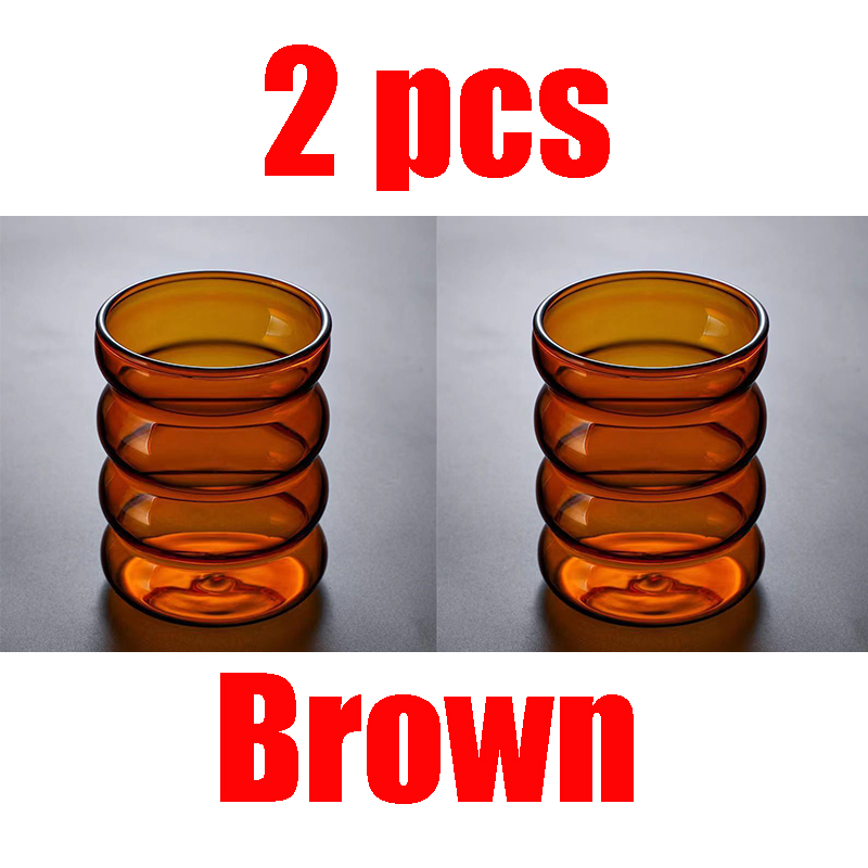 2pcs Color Spiral Glass Double Layer Cup Milk Cup Coffee Mousse Cup Glass Juice Cup Glass Drinkware Restaurant Household Bar: H