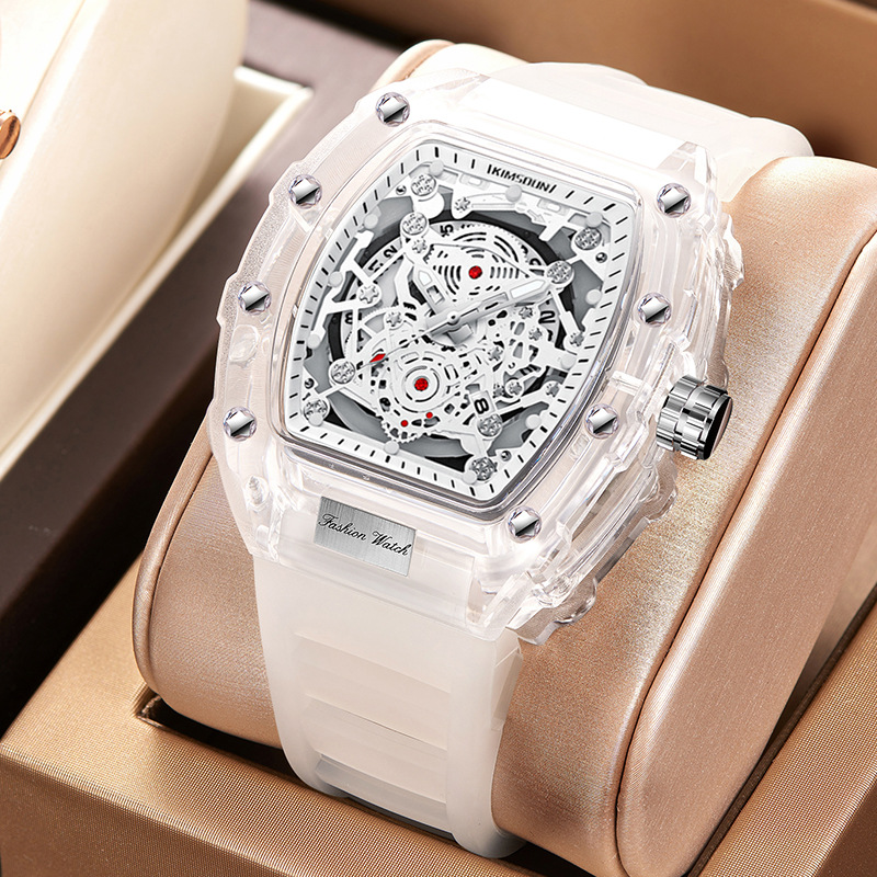 Reloj de pulsera de cuarzo para hombre, tendencia masculina, reloj automático resistente al agua para hombre, relojes de lujo transparentes luminosos