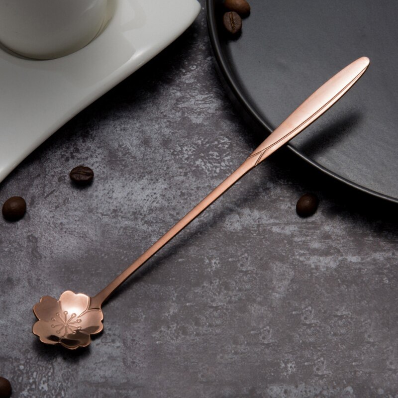 Roestvrij Stalen Lepel Set Met Lange Handvat Bloemen Hartvorm Ice Thee Koffie Lepel Dessertlepel Keuken Drinken Servies: 11