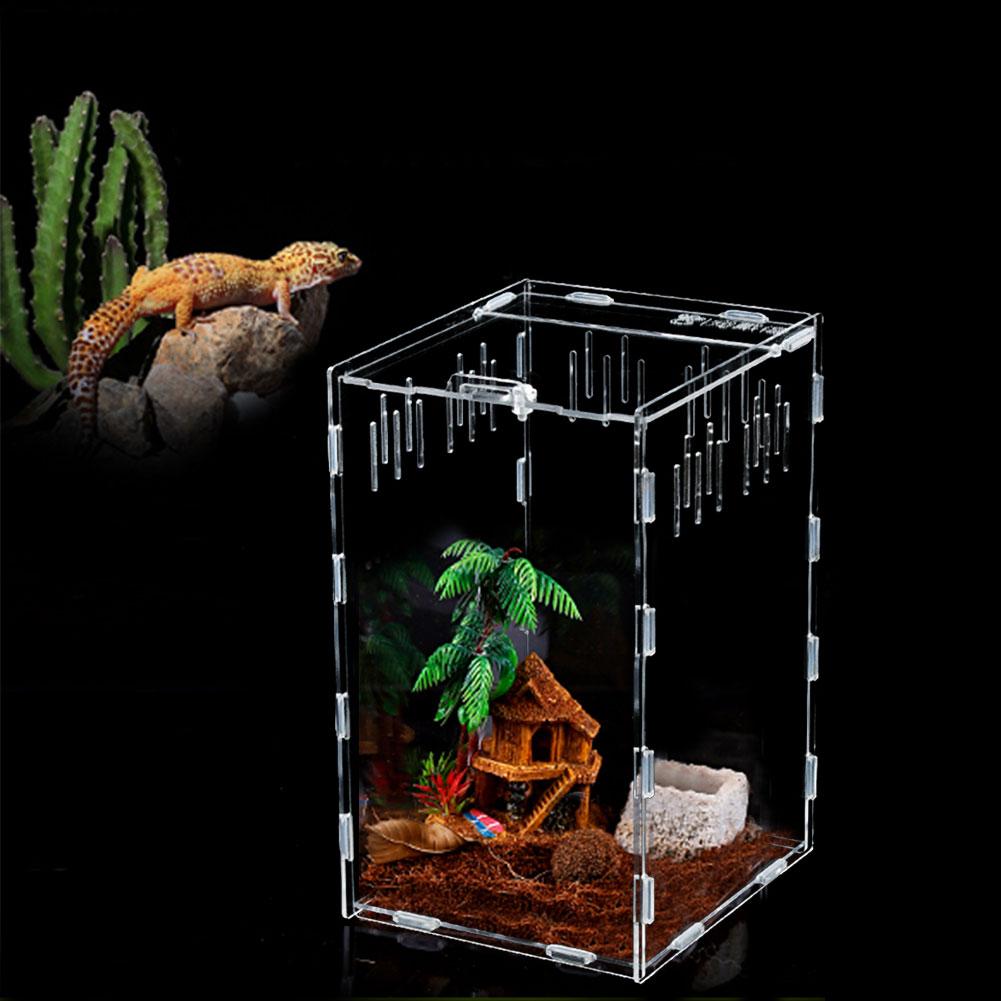 Krybdyr tank insekt edderkop skildpadde firben lille kæledyr avlsboks gennemsigtig akryl vivarium låg krybdyr kæledyr produkt terrarium