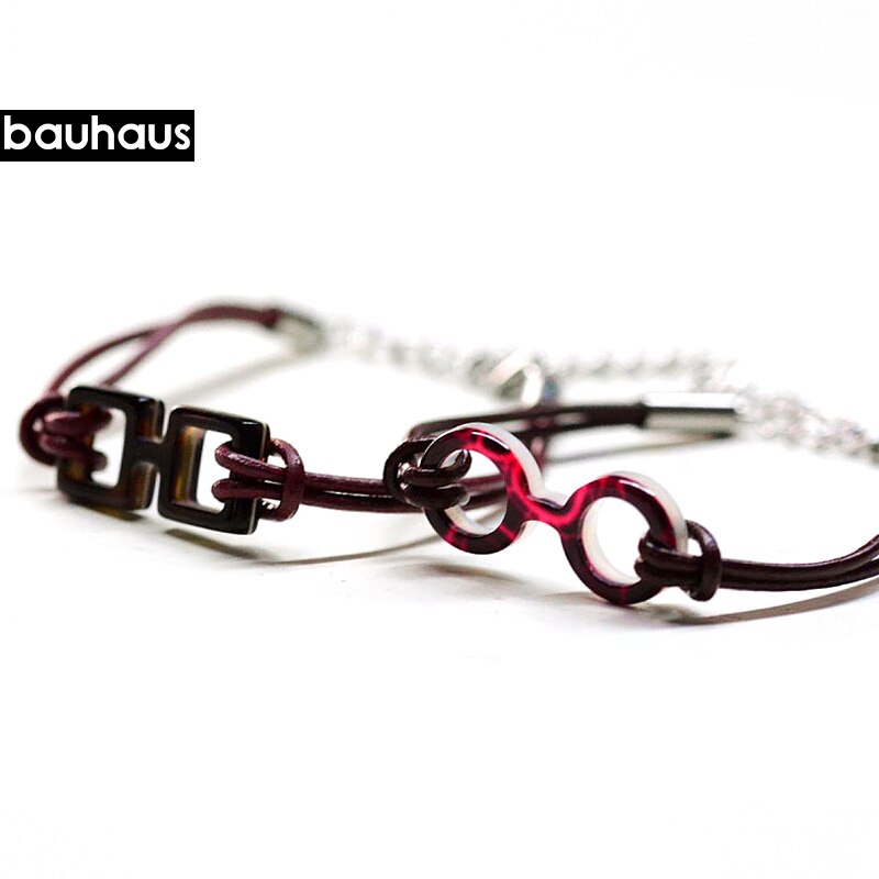 Bauhaus Acetaat Materiaal Bangle Lederen Koord Armband & Armband Verschillende kleur Voor Mannen Voor Vrouwen Polsbandje Touw