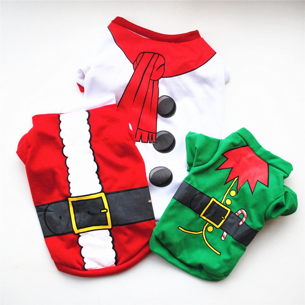 Jul sällskapshund kläder jul dräkt söta tecknade kläder för liten hund tyg kostym skjorta jul kläder för kattungar