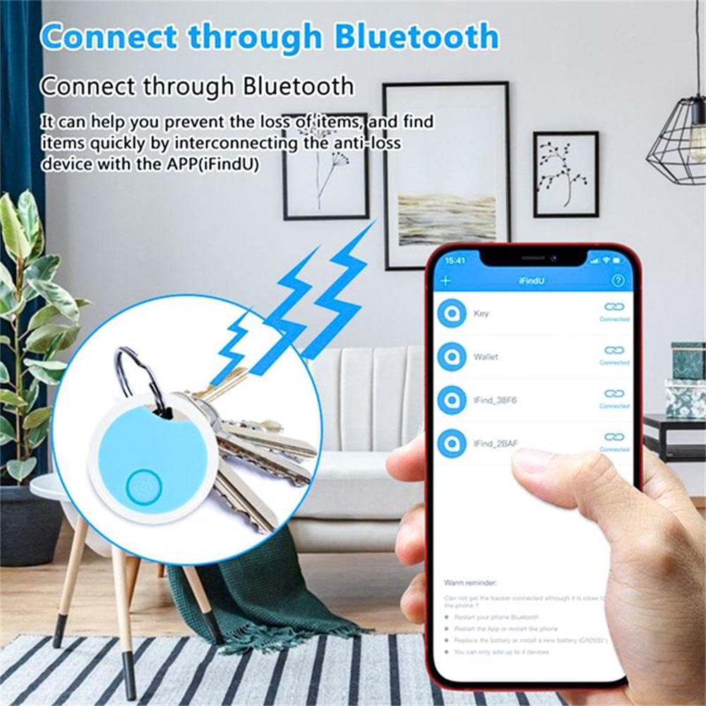 1Pcs Mini Tracking Apparaat Anti-Verloren Alarm S8 Ronde Bluetooth Smart Tracker Kind Finder Pet Tracker Draadloze Twee-Manier Locator