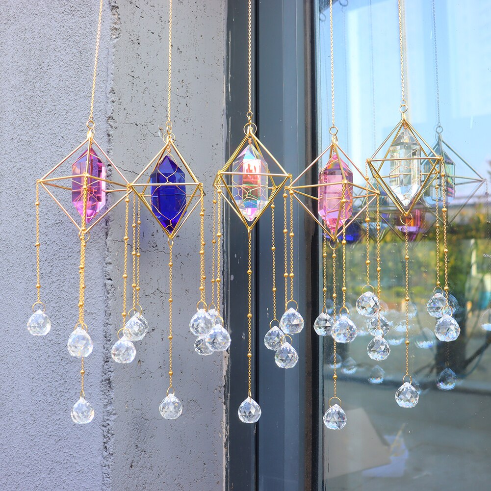Crystal Wind Chime Prism Dream Catchers Windbell Hanging Ornament Home Room Garden Wall Window Door Decor Window Pendant