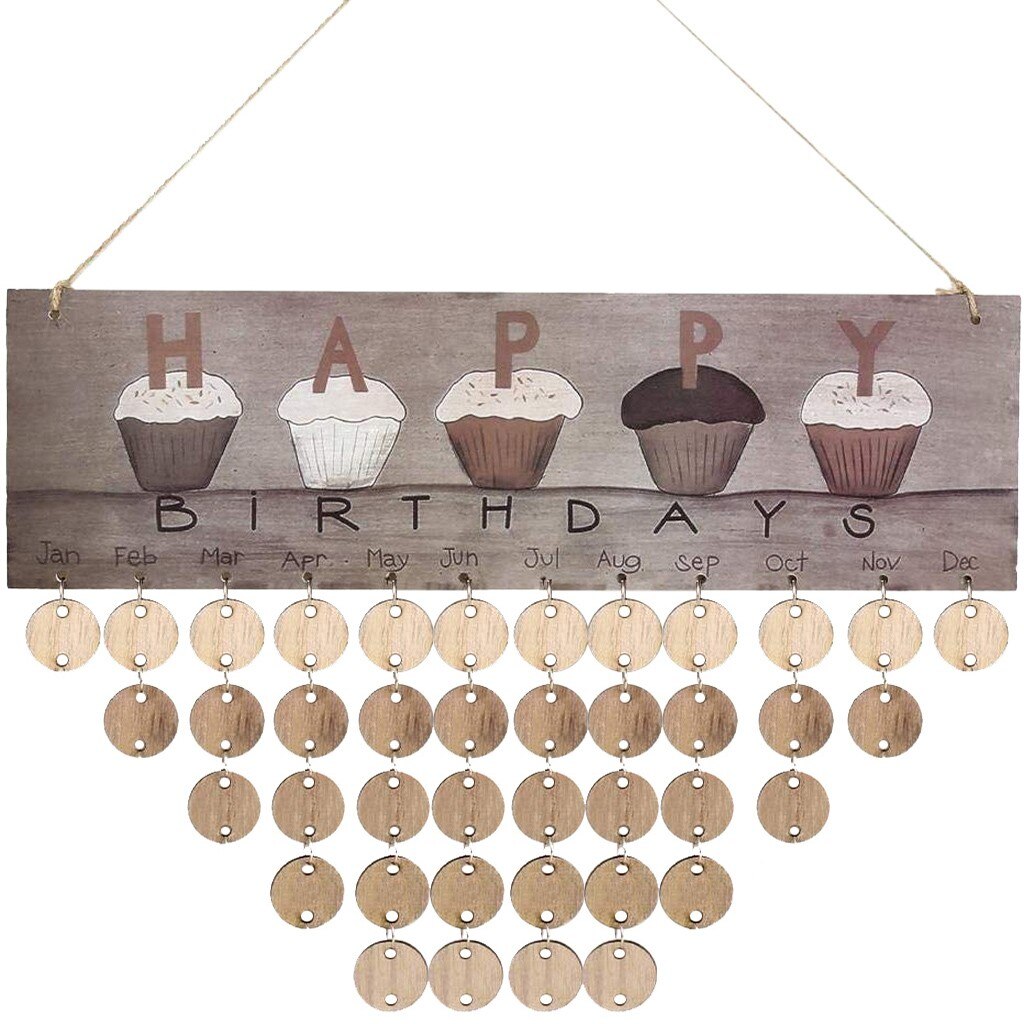 DIY Zauberstab Kalender Kuchen Glücklich Geburtstag Holz Kalender Schwimm verwöhnen Erinnerung Bord Hause Moderne Zauberstab Kunst Hängen Dekor: B