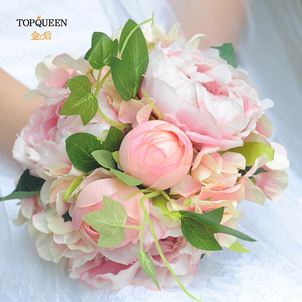 Topqueen Bridal Wedding Boeket Bloemen Bruiloft Boeket Kunstbloemen Roze Boeket Bruiloft Bloem Boeket F15