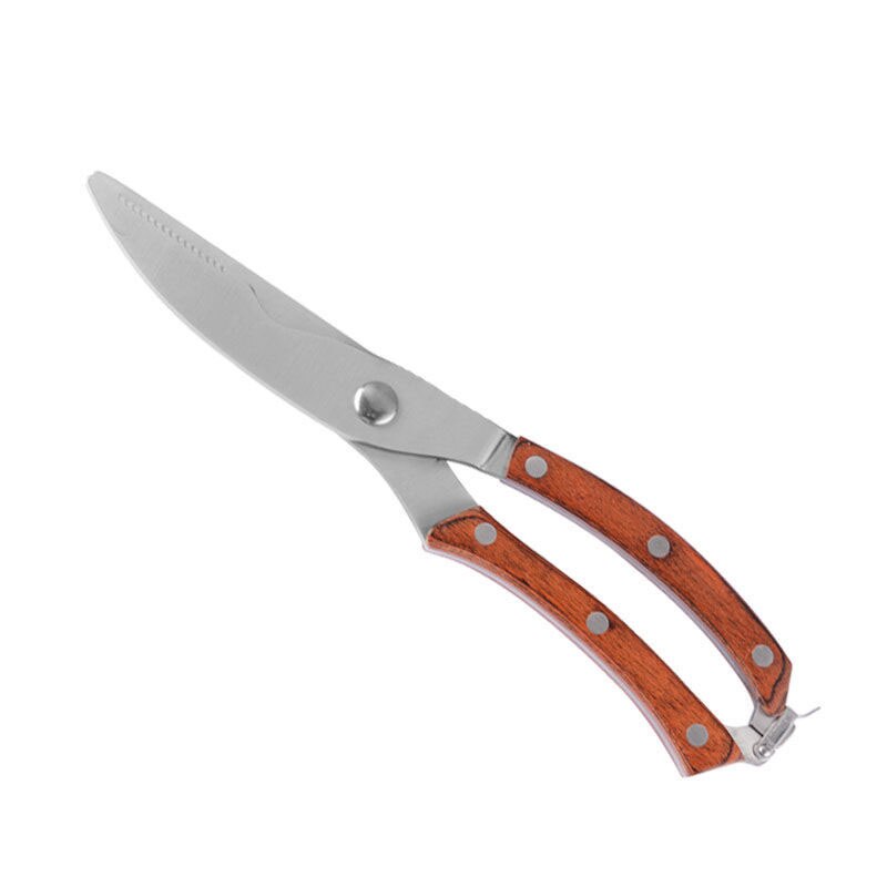 Keuken Mes Schaar Krachtige Kip Bone Eend Vis Vlees Schaar Roestvrij Staal Plantaardige Messen Schoon Koken Voor Keuken: wood hand
