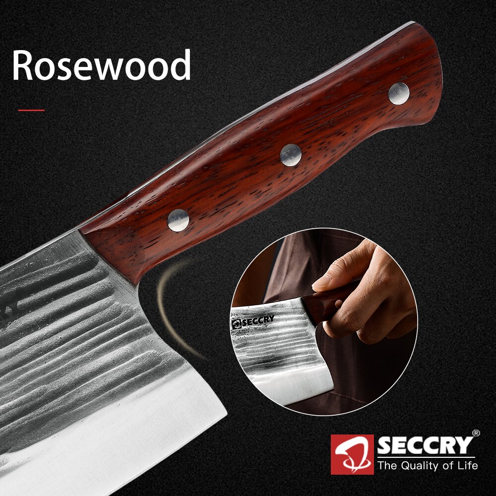 SECCRY Wykonany ręcznie kute 8Cr14Mov stali nóż kuchenny tasak nóż nóż rzeźnicki szef kuchni nóż robić krojenia noże robić cięcia kości DC07