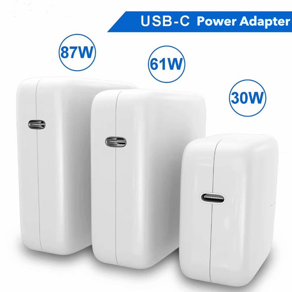 1Pcs/PD Charger USB-C Power Adapter 20W 30W 61W 87W QC3.0 PD Charger For MacBook Pro/Air Macbook iphone 12 pro/iPad Pro
