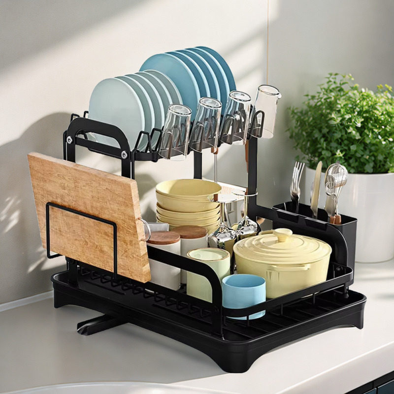 Dish storage rack drain bowl rack kitchen bowl rack storage rack double-layer drain bowl rack chopstick knife fork storage rack