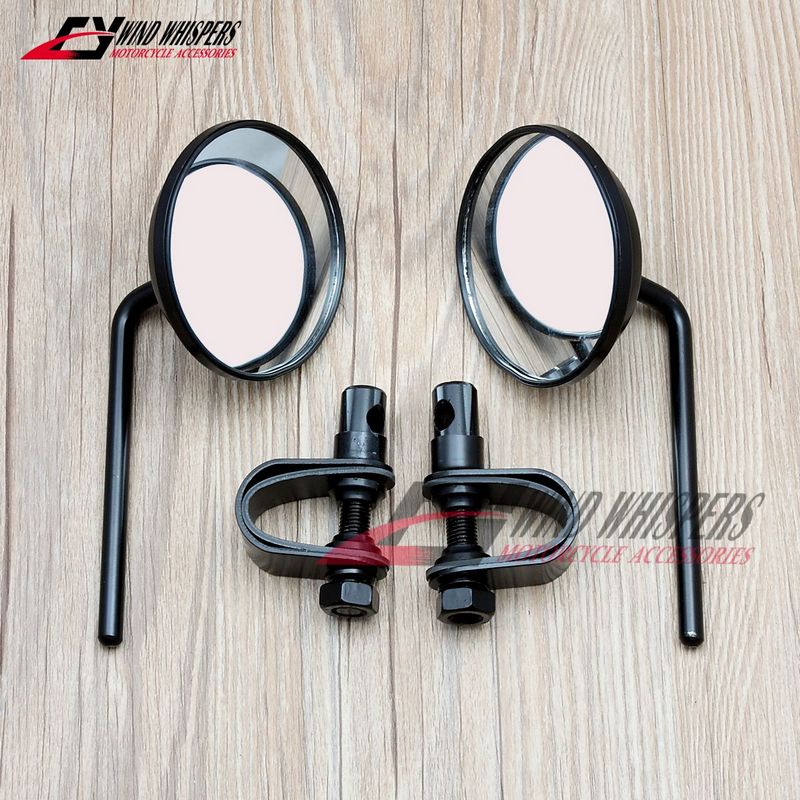 Espejos retrovisores para manillar de motocicleta 22-25mm, Clip redondo convexo Retro Para Harley Honda Funbike Chopper Cruiser Cafe Racer
