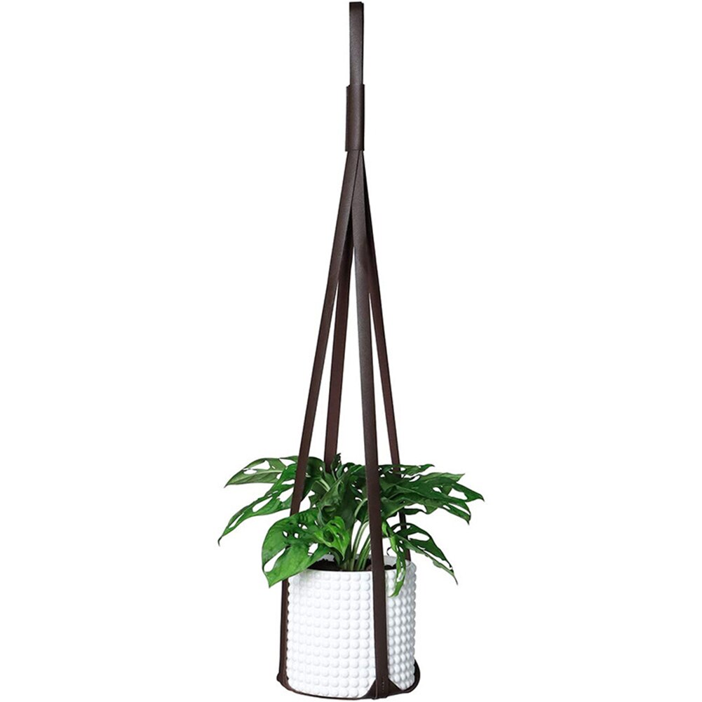 Lederen Plant Hanger Opknoping Planter Bloempot Houder Voor Indoor Planten Cactus Succulent: Chocolate