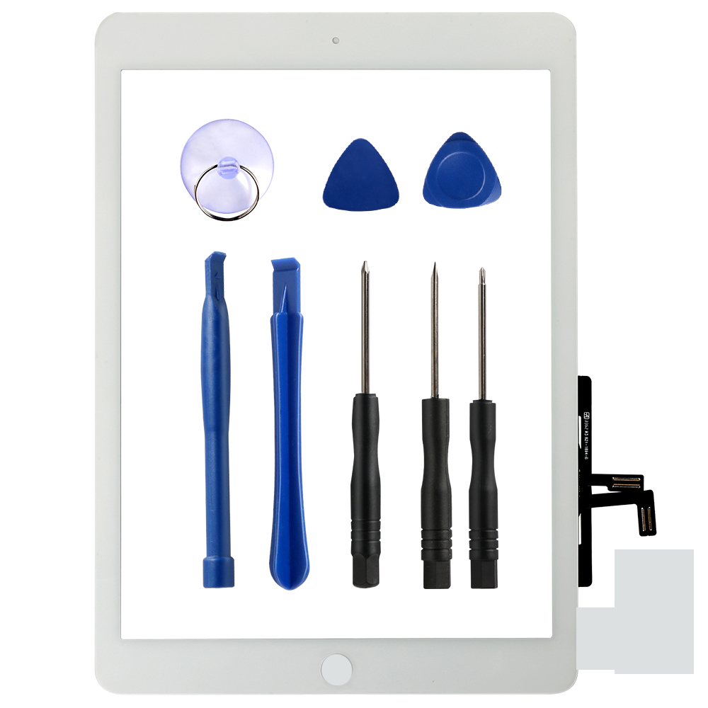 9.7 A1822 A1823 remplacement de l'écran tactile pour iPad 5 5th génération numériseur extérieur LCD panneau avant verre avec autocollant: white without home