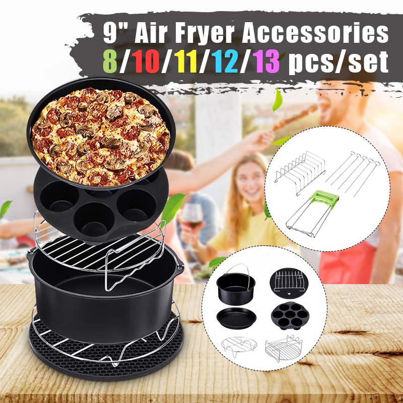 13/12/11/10/8x accesorios para freidora de aire 9 pulgadas apto para freidora de aire 5,2-6.8QT cesta para hornear Pizza plato Grill olla utensilios de cocina
