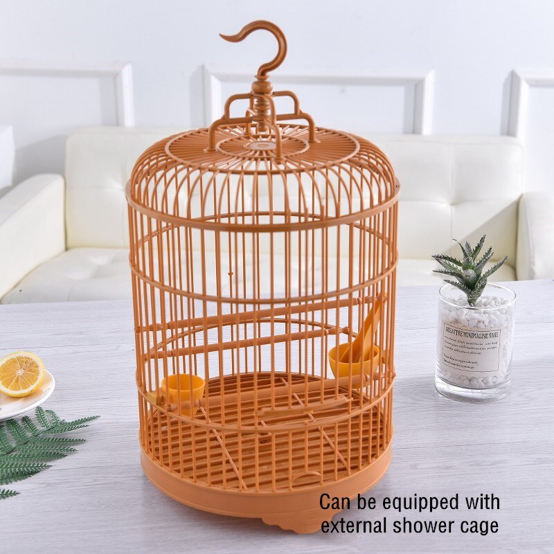 Cage à oiseaux ronde classique en plastique de , porte-oiseau de voyage, maison pour perroquets, accessoires pour petits oiseaux