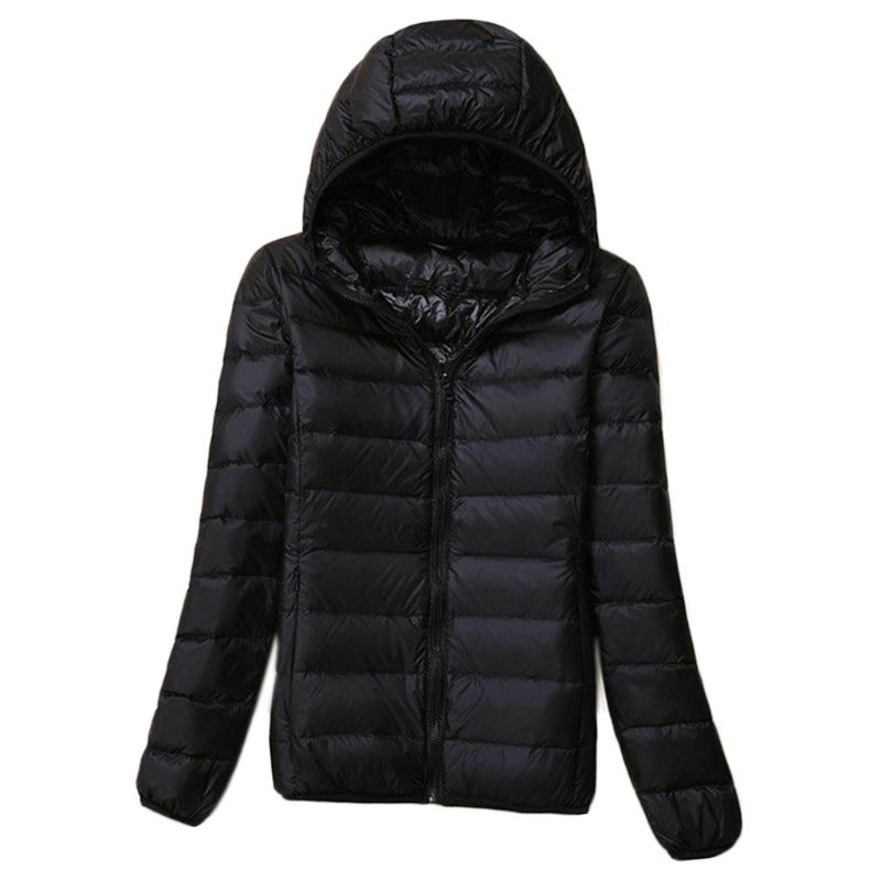 Mujer Uniqlo estilo pato abajo ligero prendas de vestir exteriores de invierno chaqueta Puffer nueva: BK / L