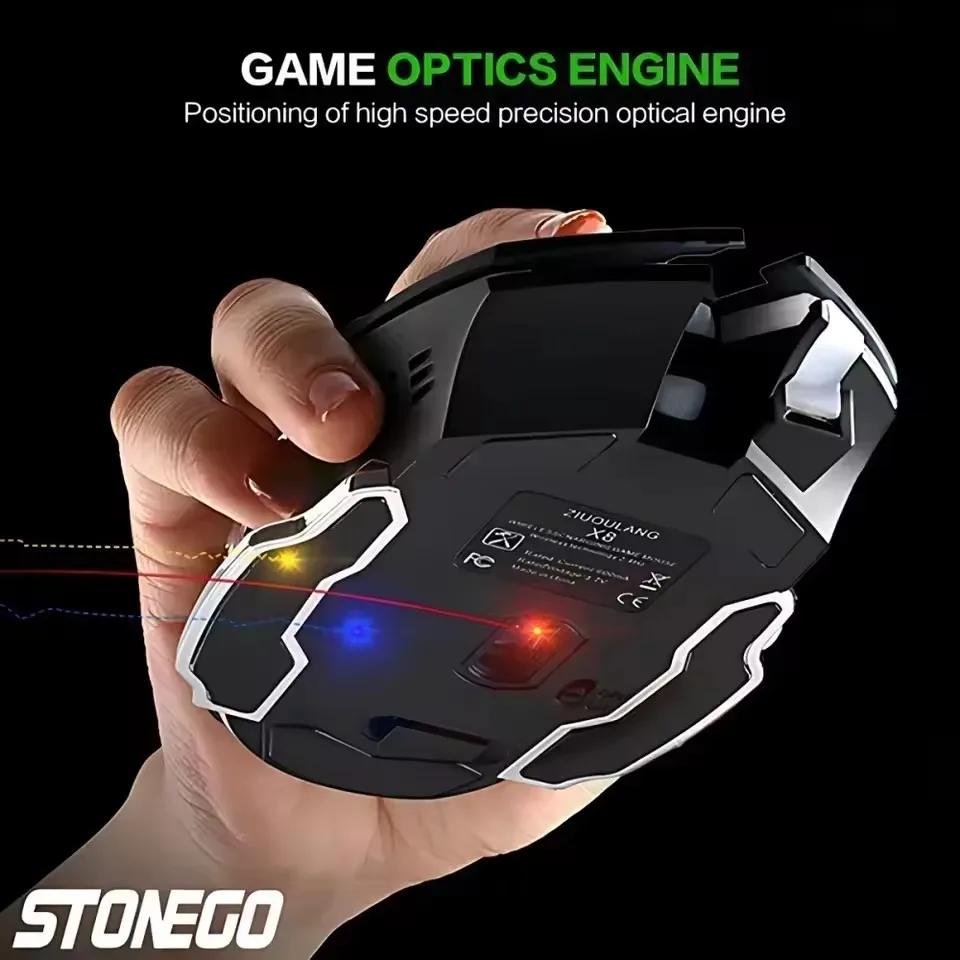 ZLRLMHY 2,4 G kabellose Bluetooth-Maus, USB-Computerspielmaus mit Empfänger, LED, bunt, wechselnd, optisch, leise, ergonomisch