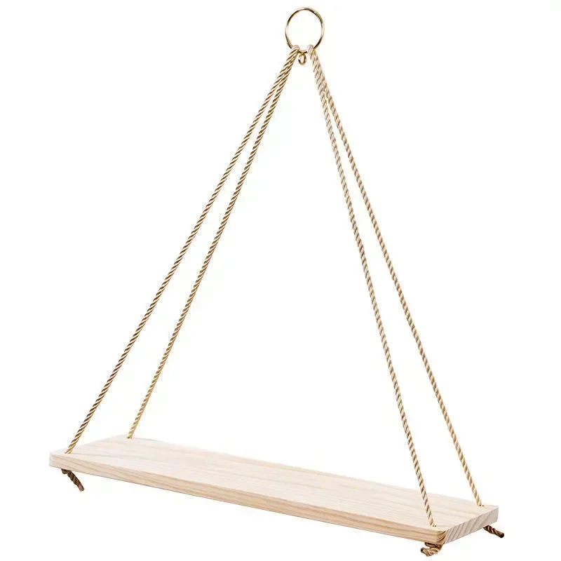 Balançoire murale suspendue en corde de bois, Pot de fleur, plateau monté, étagères murales flottantes, décoration nordique pour la maison, Simple