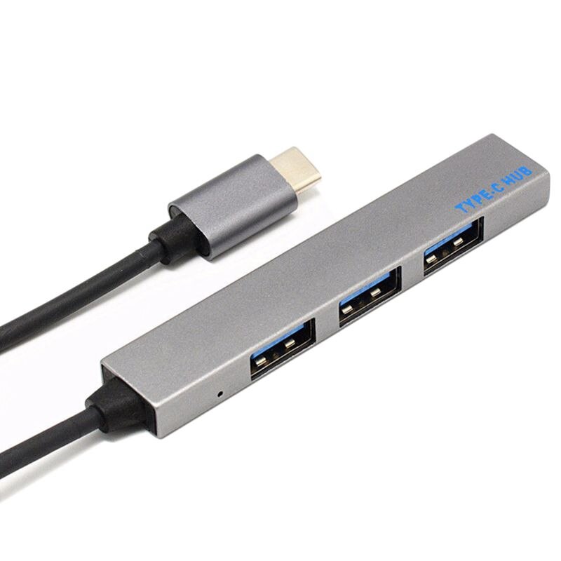 Type-C Usb Hub 4 Poort Legering USB-C 3.1 Naar Usb 2.0 Type C Otg Fast Transfer Led Licht voor Laptop Pc Muis Huawei