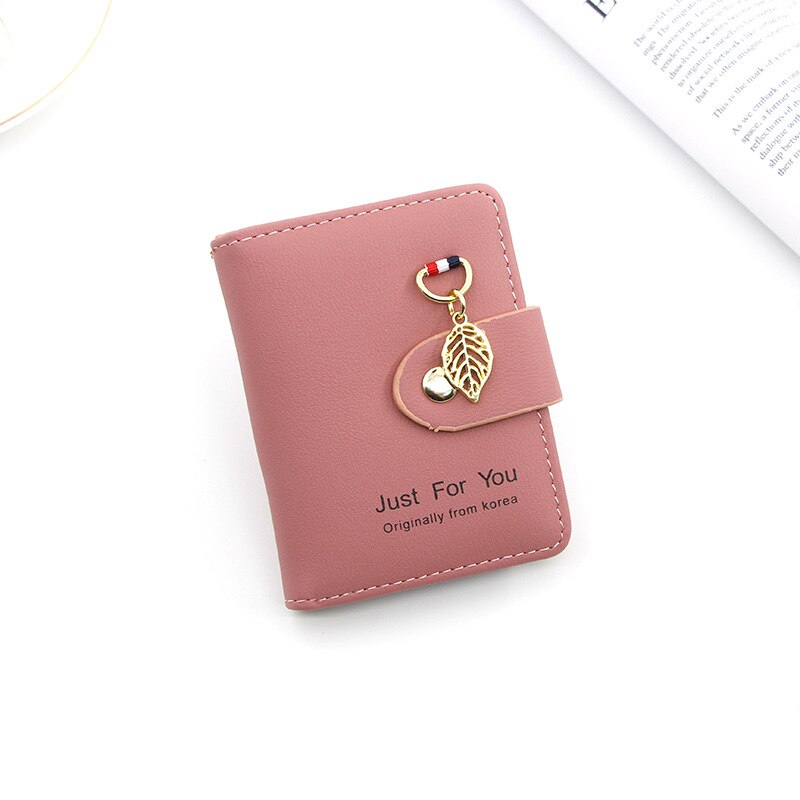 2022 Women Card Wallet Leather Mini Cute Credit Card Holder Coin Purse Multi-function Card Case For Girls: Hot Pink