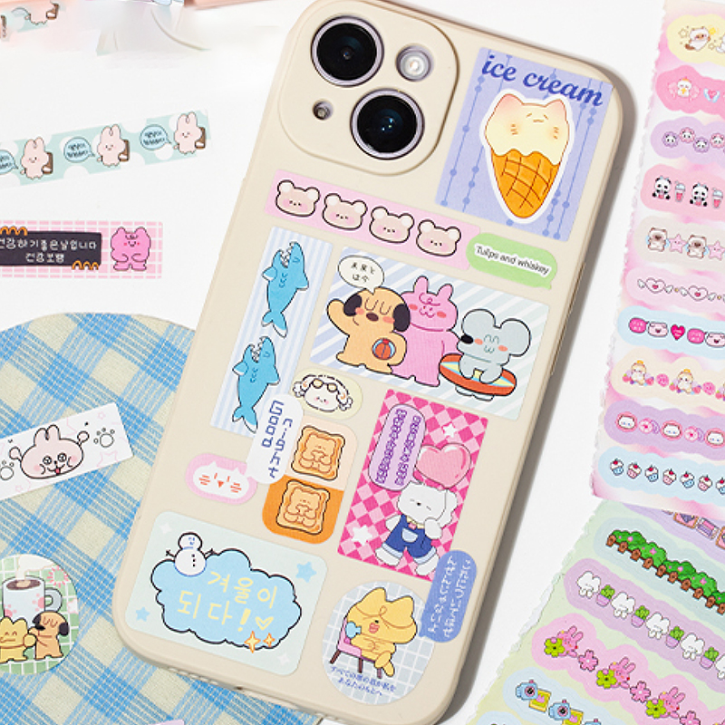 Mr. Paper, mini pegatinas lindas de animales de dibujos animados, álbum de recortes, funda de teléfono, decoración de diario, pegatinas de suministros de papelería, 20 hojas/libro