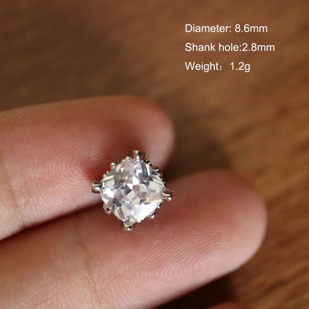 5pc Luxury Crystal buttons for clothing Cubic zirconia button for coat Decorative CZ sewing buttons for suits cardigan: Nickel-Free White