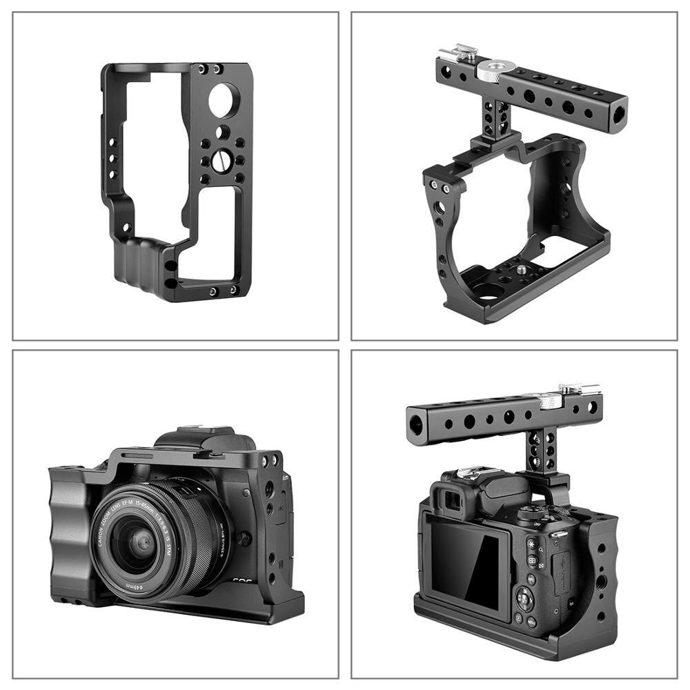 PULUZ Video Camera Cage Stabilizer for Canon EOS M50 DSLR for Sony A6600 / ILCE-6600 Camera Stabilizer with Handle Grip