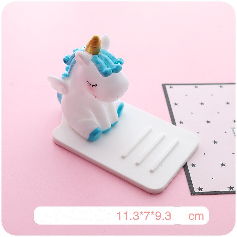 Universal- Anti-Unterhose Telefon Halfter Nette Karikatur Einhorn praktisch Schreibtisch Halterung Stehen Tabletten für Alle Telefon: blau