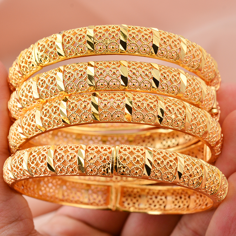 Bracelet manchette couleur or dubaï 24K pour femmes, bijoux éthiopiens, bijoux de mariage africains, de fête: Plaqué de cuivre antique