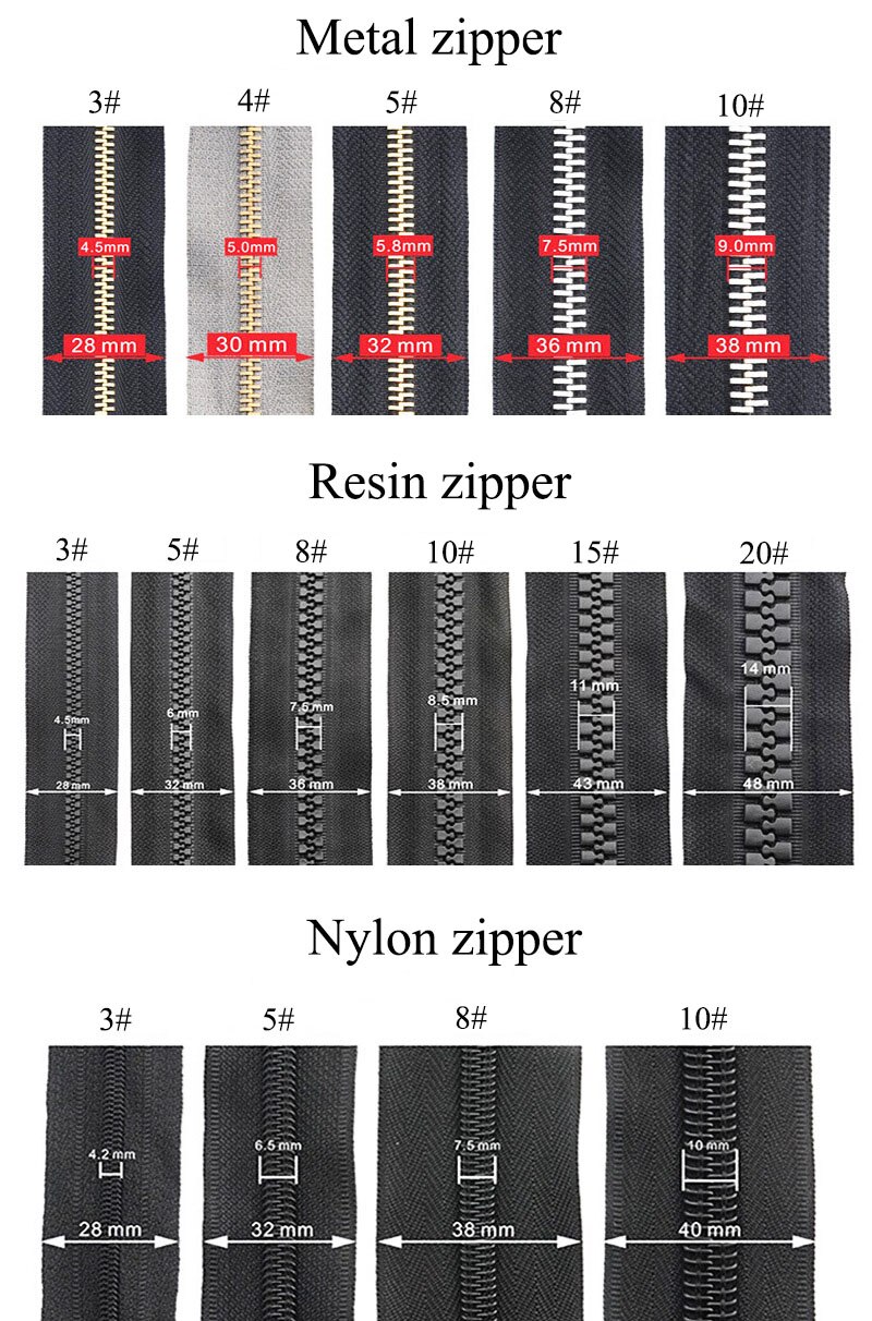 5 pièces 5 # fermeture métallique pour fermetures à glissière en Nylon sac vêtements Zipps tête tire Zip Kits de réparation bricolage accessoires de couture