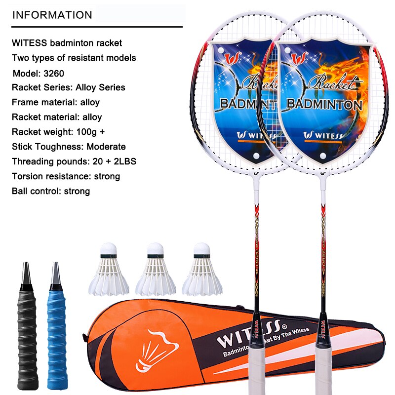 WITESS badminton racket single and double racket adult men women offensive durable children's junior high school student suit: Red