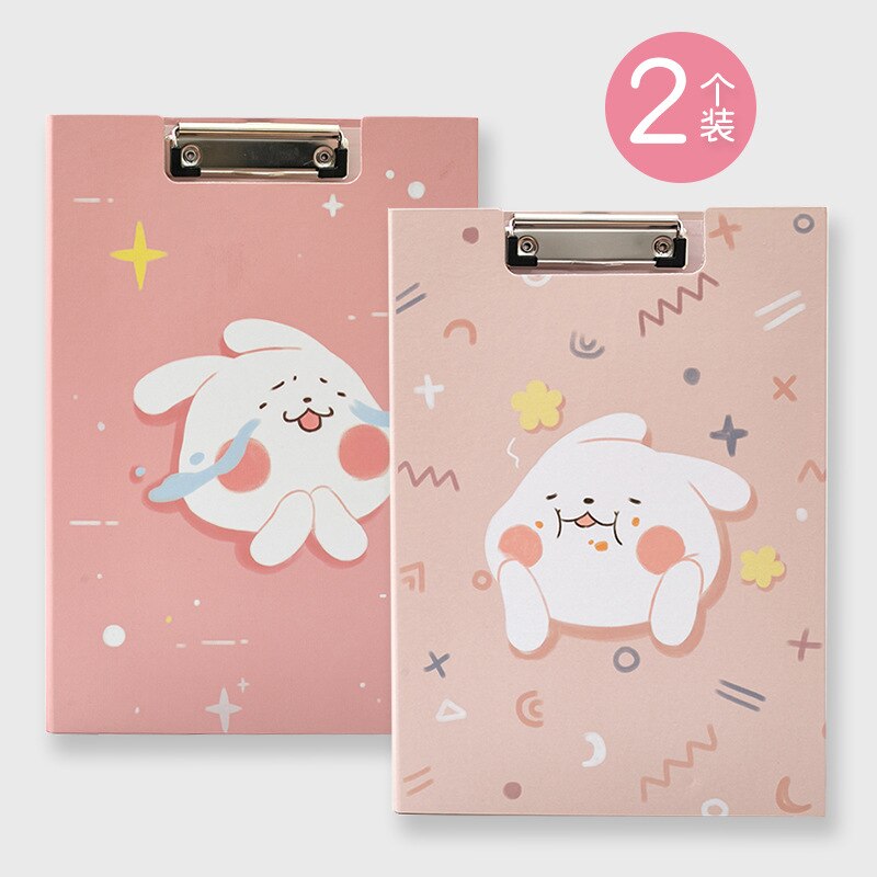 2pcs/set Cartoon A4 Flip Clip Student Cute Paper Clipboard Folder Pad for Office Supply Writing Clipboard Stationery School: D