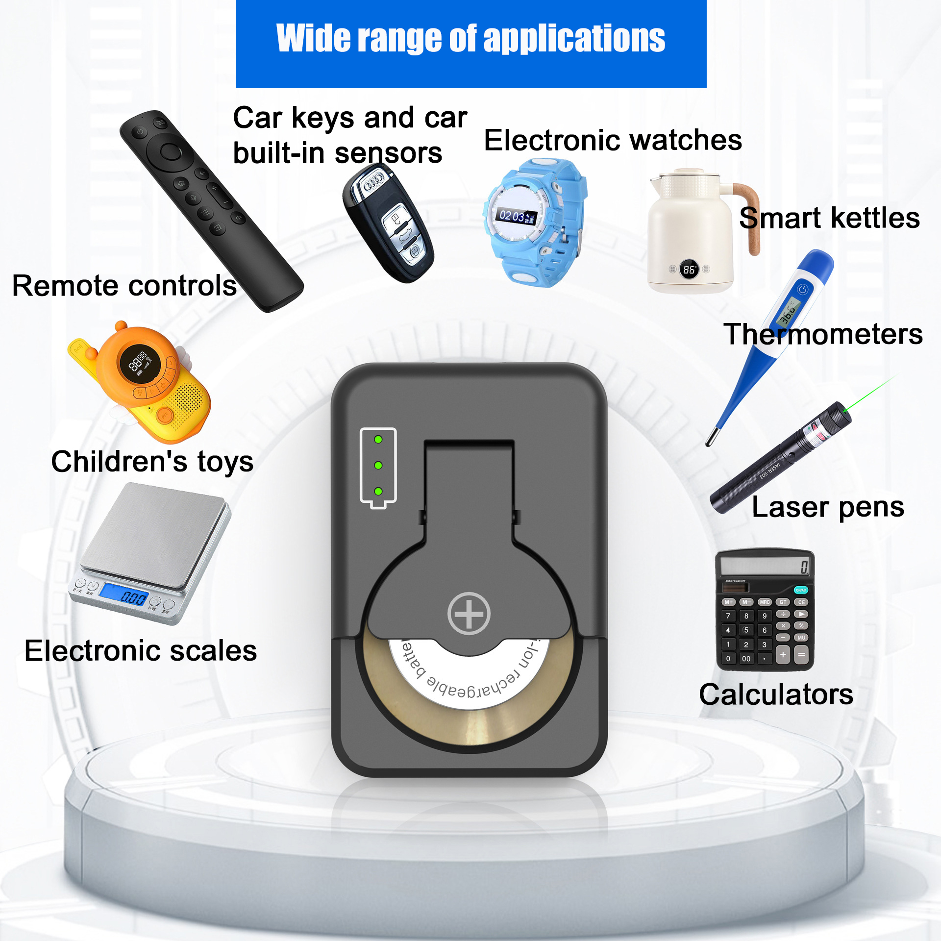 Carregador de bateria portátil de botão de lítio tipo C para vários usos domésticos Ampla compatibilidade Carregamento inteligente eficiente