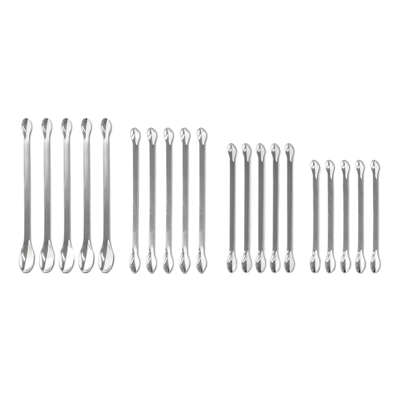 Cuchara pequeña de doble punta, espátula de laboratorio de acero inoxidable, Mini cuchara para medición de mezcla de muestreo de reactivos, 20 Uds., nueva