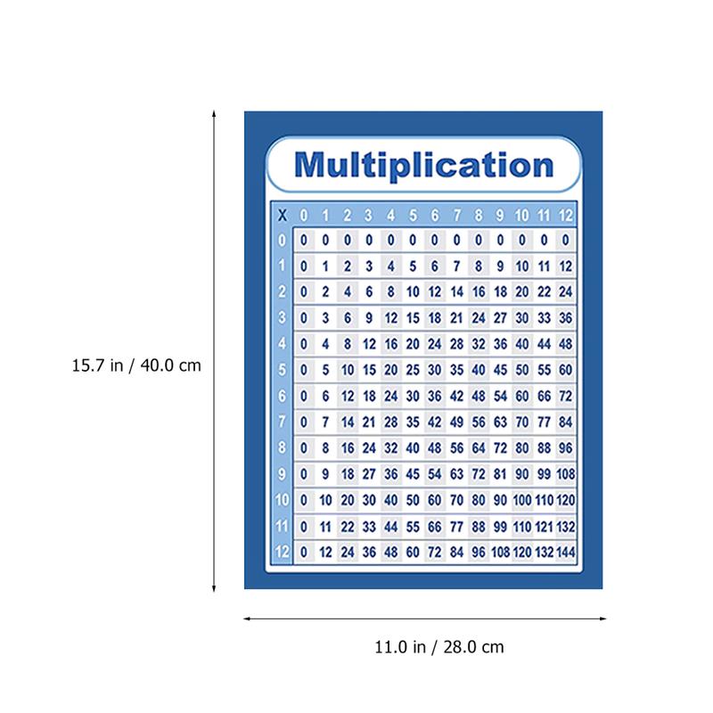 2 stk multiplikations kvadrat 1-12 gange tabeller børn matematik vægkort multiplikationstabel plakat