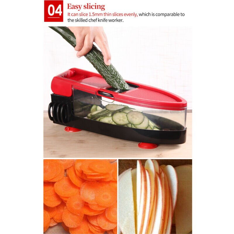 Mandoline Multi-function Plastic Slicer Vegetable Cutter With Stainless Steel Safe Slicer Chopper